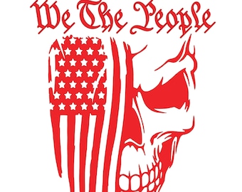skull tattered flag we the people choose color and size