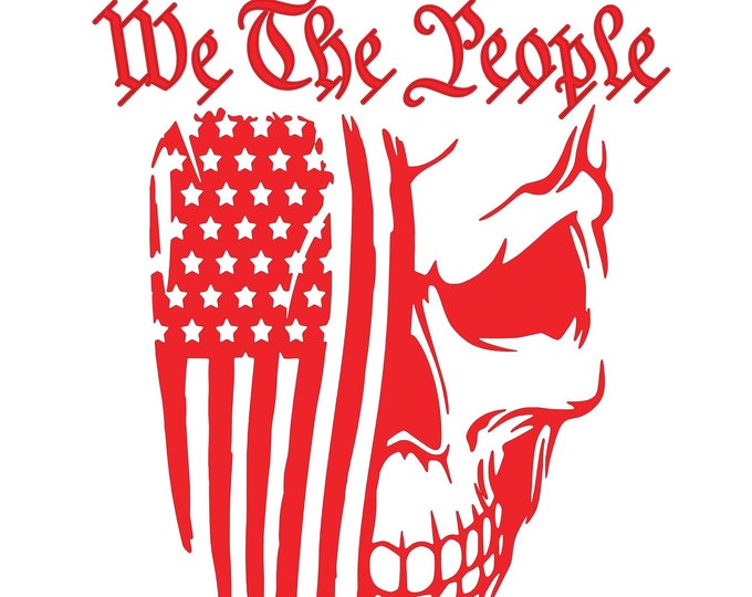 skull tattered flag we the people choose color and size
