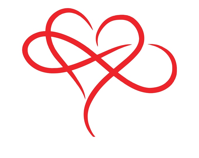 6 pack!! infinity heart vinyl decal car window  choose color