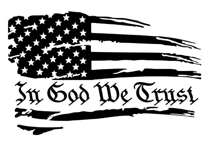 In god we trust flag vinyl decal car window choose color and size