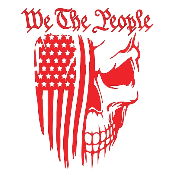 skull tattered flag we the people choose color and size