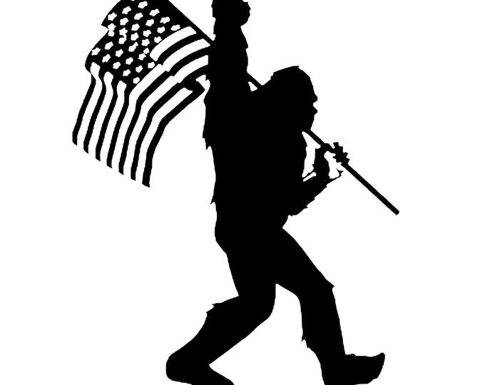 Bigfoot peace with us flag vinyl decal car window choose color and size