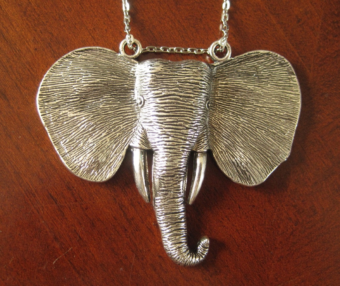 Elephant Necklace with Large Size Pendant Etsy
