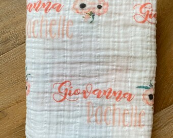 personalized muslin blanket