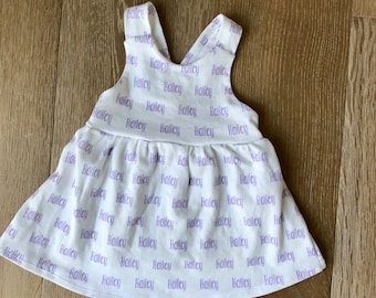 Personalized Criss Cross Dress in Organic Cotton for Babies and Kids - You Choose Font, Colors, Symbol