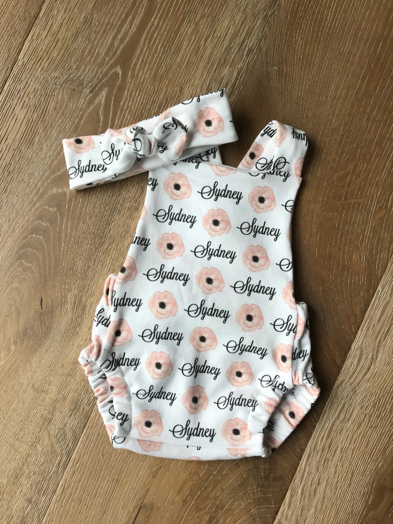 Personalized Summer Romper And Matching Personalized Top Knot Etsy