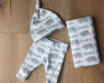 Personalized Newborn Essentials Set in Organic Cotton for Babies and Kids - You Choose Fonts Colors Symbols