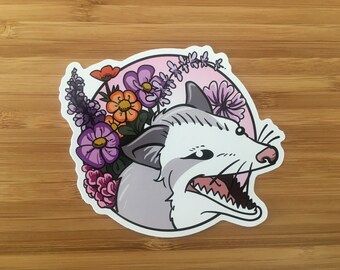 Flower Opossum - vinyle sticker