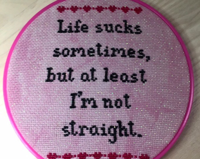 Sparkling "At Least I’m not straight" embroidery