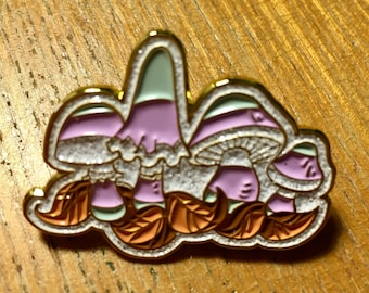Trans mushrooms metallic glittery pin