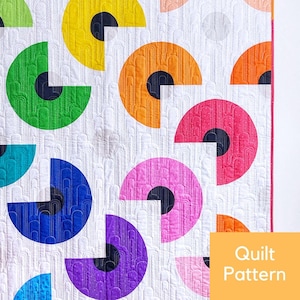 Pie in the Sky Quilt Pattern, Modern Curves Quilt Pattern, Modern Rainbow Quilt, Drunkards Path Quilt, Curve Templates
