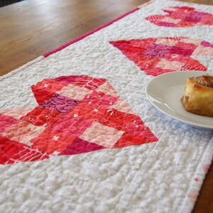 Scrappy Hearts Quilted Table Runner, Tumbled Love Table Runner Pattern, Beginner Quilt Pattern, Valentines Day, Mothers Day, PDF Download image 6