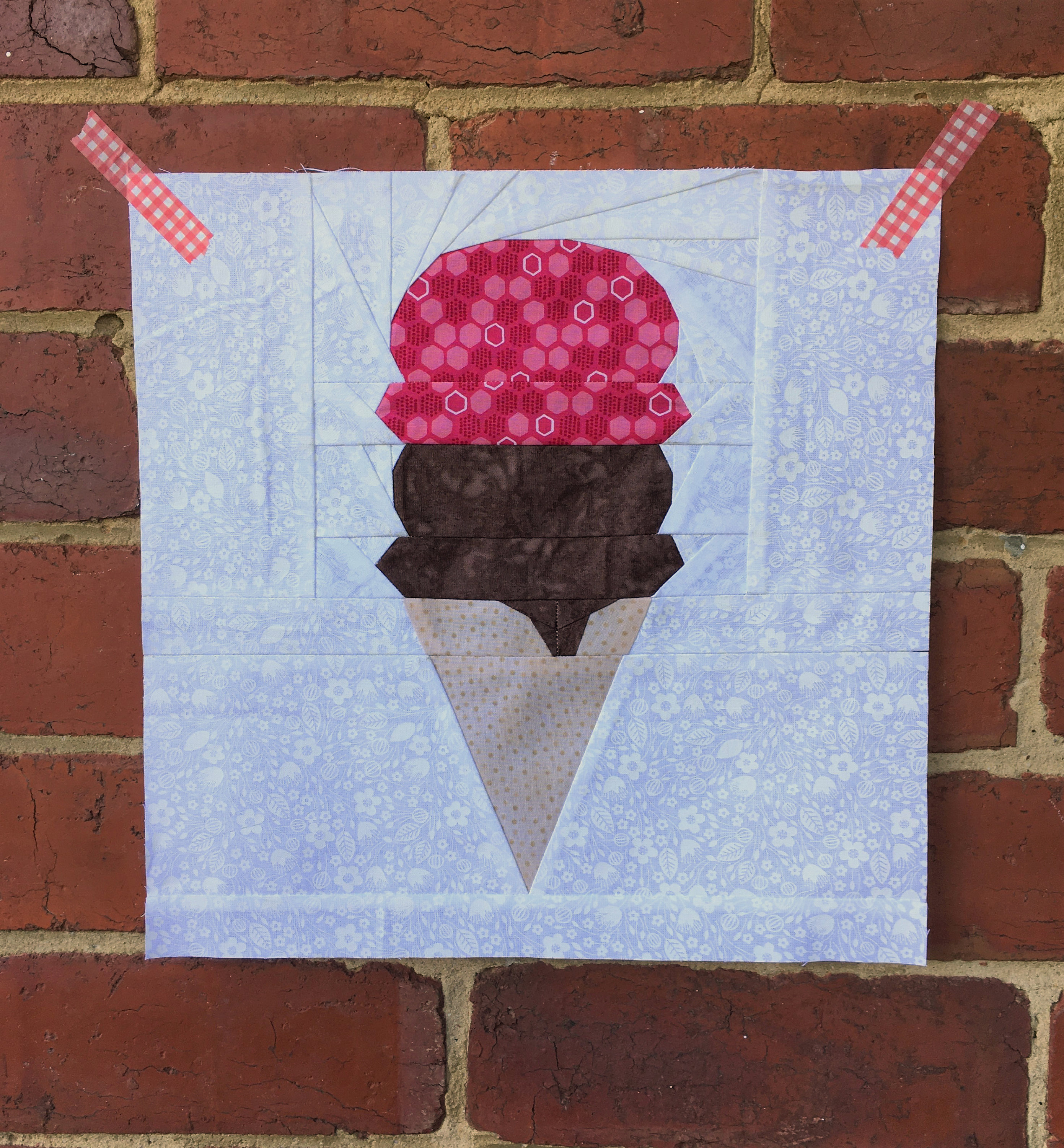 Ice Cream Cone Quilt Block FPP Block Pattern Modern Etsy
