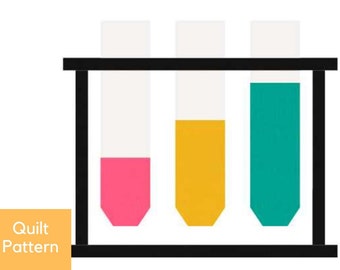 Modello per blocco trapuntato con provette, FPP di chimica scientifica (modello PDF), patchwork di base per principianti