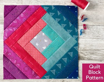 Twisted Log Cabin Quilt Block Pattern: Beginner Friendly, Traditionally Pieced (PDF Pattern)