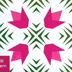 Tumbling Tulpen Quilt Muster, Mini Quilt, Wandbehang, Foundation Paper Piecing, FPP Quilt Muster, Modern Tulip Quilt, Blumen Quilt
