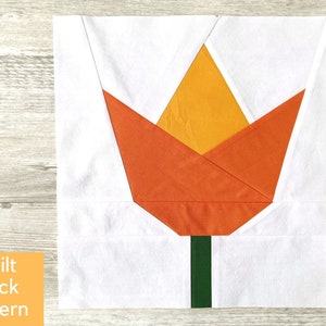 Tulip Quilt Block Pattern, Spring Flower Quilt, Foundation Paper Piecing, FPP Block Pattern, Beginner Floral Quilt, Modern Tulip Pattern