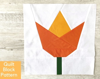 Tulip Quilt Block Pattern: Modern Floral FPP (PDF Pattern)