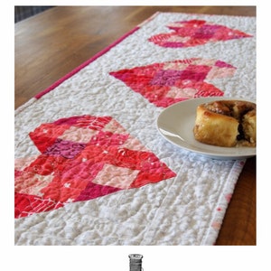 Scrappy Hearts Quilted Table Runner, Tumbled Love Table Runner Pattern, Beginner Quilt Pattern, Valentines Day, Mothers Day, PDF Download image 2