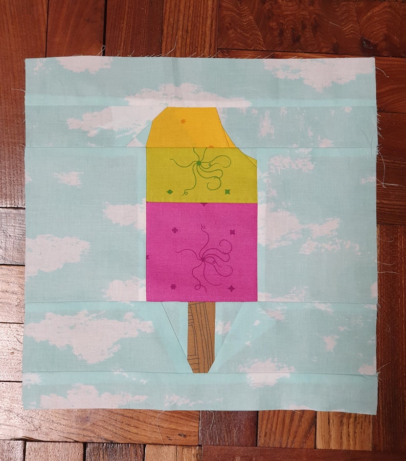 Popsicle Quilt Block FPP Block Pattern Modern Foundation Etsy