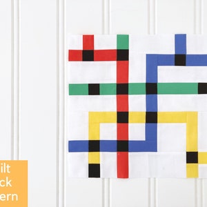 Connections Quilt Block Pattern, Plan de métro stylisé, Plan de métro, Plan de métro, Assemblage traditionnel, Intermédiaire