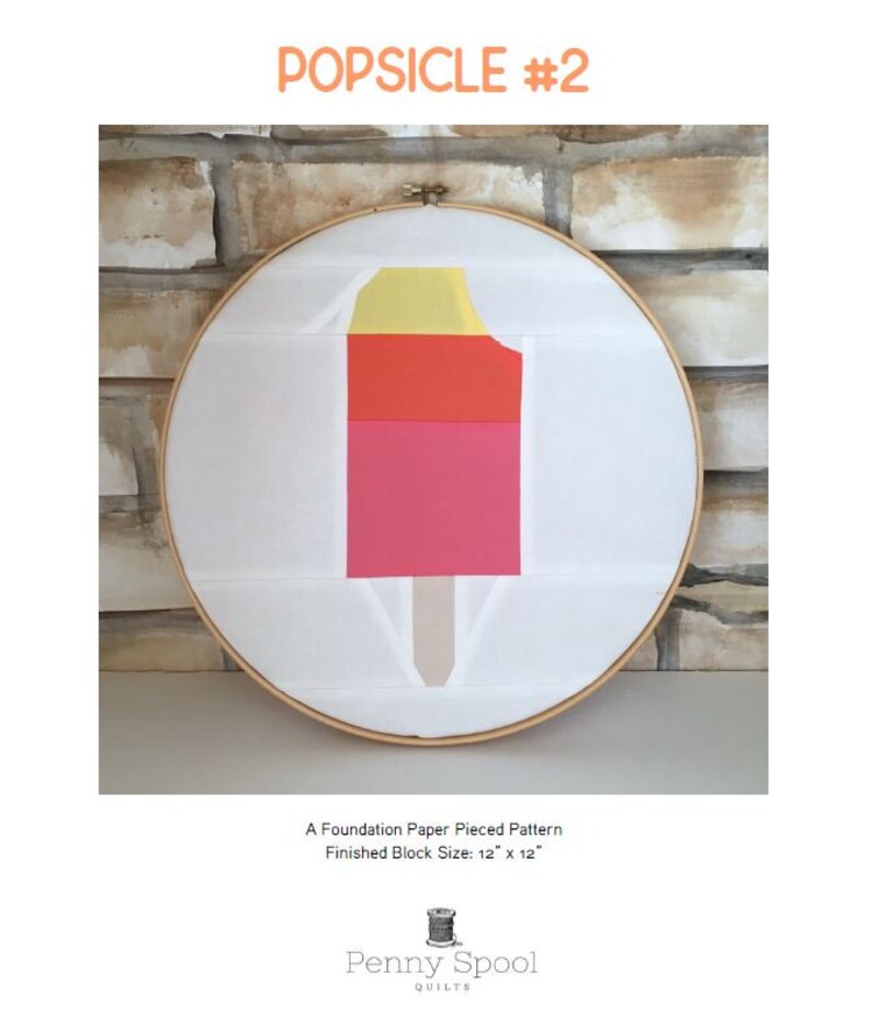 Popsicle Quilt Block FPP Block Pattern Modern Foundation Etsy
