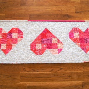 Scrappy Hearts Quilted Table Runner, Tumbled Love Table Runner Pattern, Beginner Quilt Pattern, Valentines Day, Mothers Day, PDF Download image 3