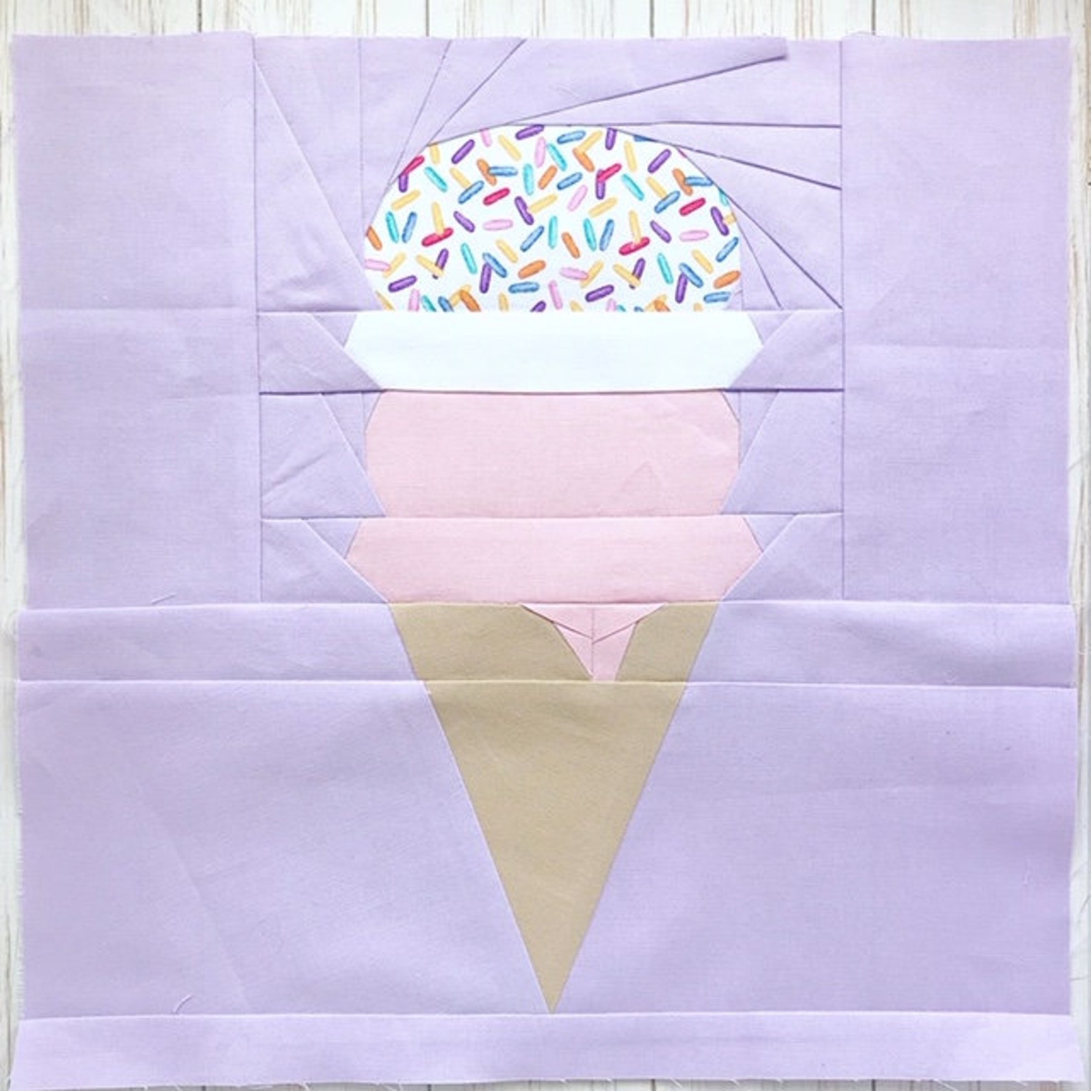 Ice Cream Cone Quilt Block FPP Block Pattern Modern Etsy