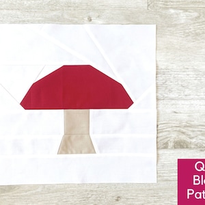 Mushroom Quilt Block Pattern, Forest Beginner Foundation Paper Piecing Pattern, FPP Quilt Block, Woodland Quilt, Fall Autumn Quilt Pattern