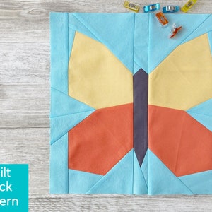Butterfly Quilt Block Pattern, Beginner Foundation Paper Piecing, FPP Quilt Block Pattern, Bug Insect Quilt, Summer Quilt  Pattern