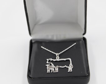 Sterling Silver Cow Calf Necklace- Includes sterling silver chain