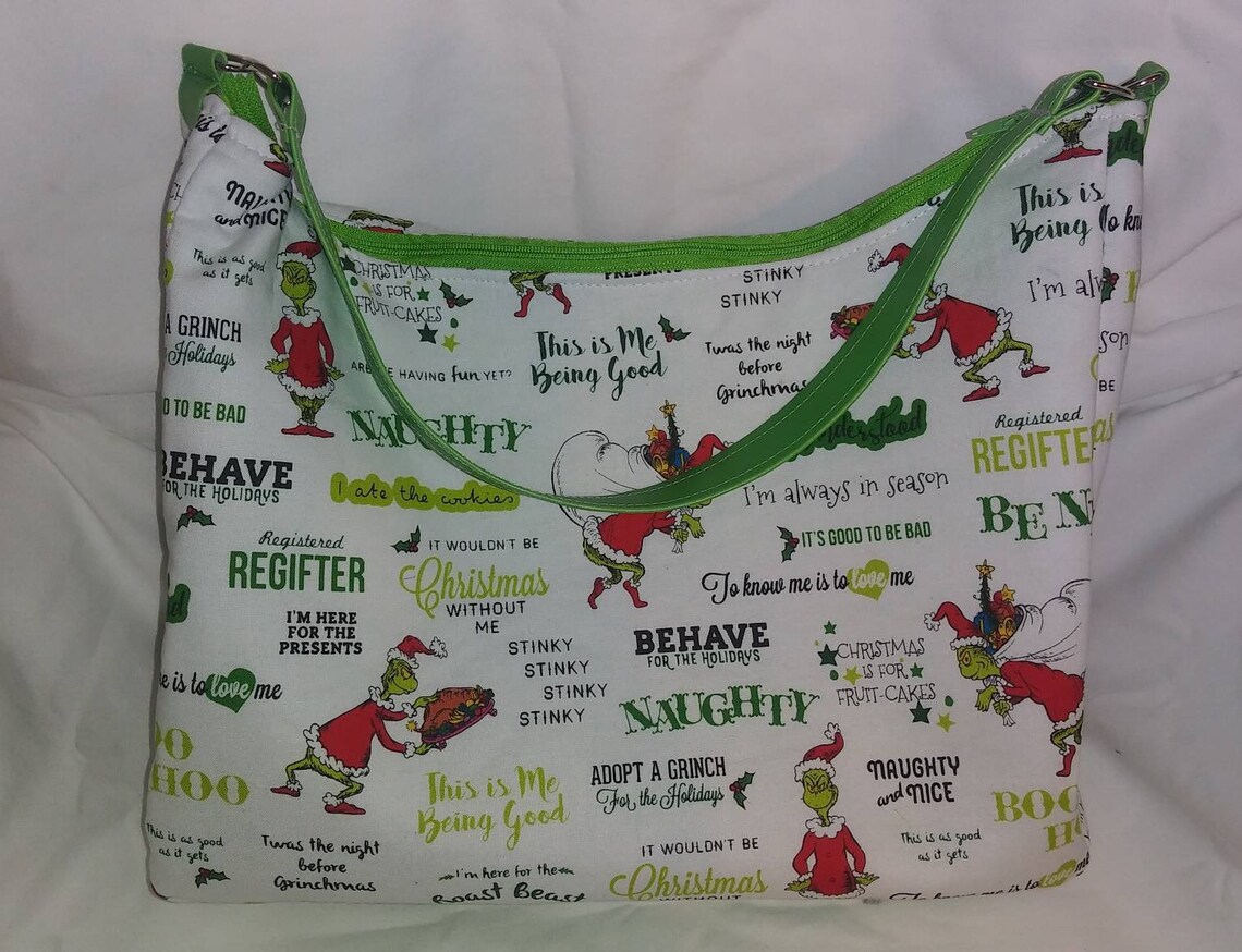Grinch Purse Grinch Sayings Purse Grinch Hobo Style Purse Etsy