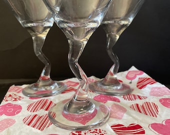 Z-Stem Clear Martinis Cocktail Glass Bent Zig Zag Stem sold individually