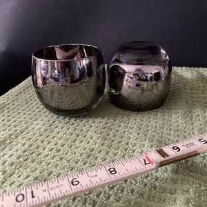Mercury Glass Silver Cocktail Glasses Set of  2 Roly Poly Mid  Century