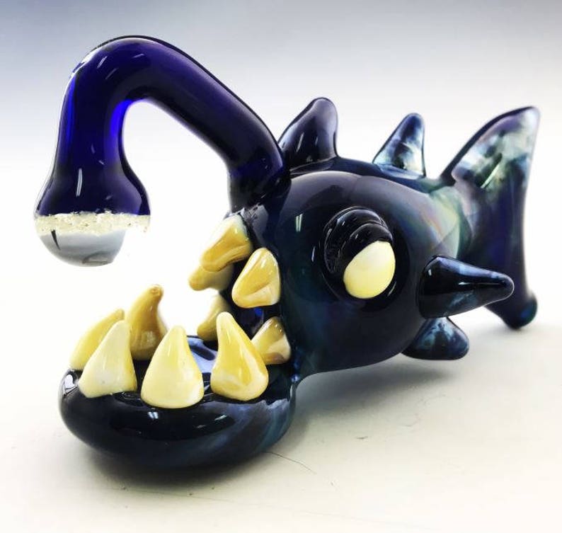 Glass Angler Fish Pipe Glass Smoking Pipe Hand Blown Pipe Etsy