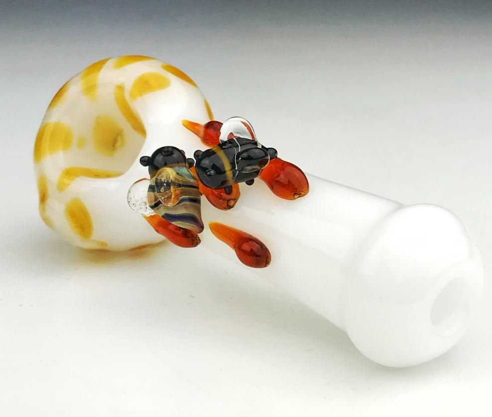 Glass Honey Bee Pipe Glass Smoking Pipe Hand Blown Pipe Etsy