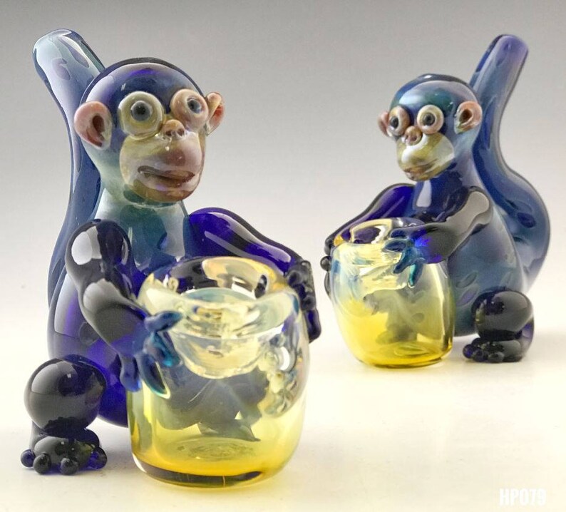 Glass Monkey Pipe Glass Smoking Pipe Hand Blown Pipe Glass Etsy