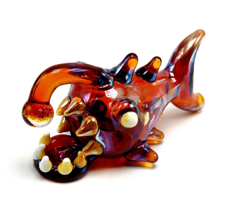 Glass Angler Fish Pipe Glass Smoking Pipe Hand Blown Pipe Etsy