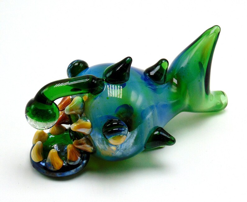 Glass Angler Fish Pipe Glass Smoking Pipe Hand Blown Pipe Etsy