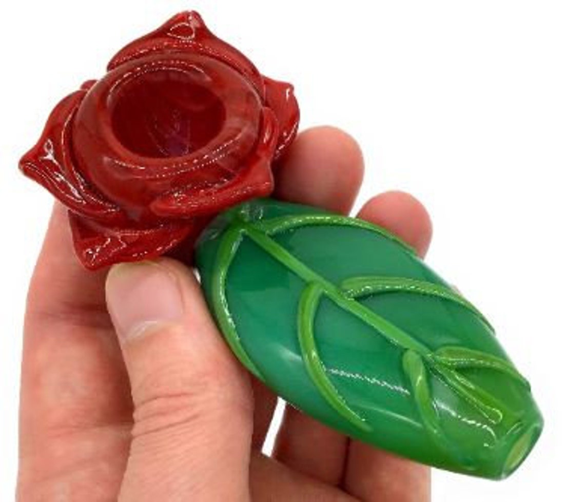 Glass Rose Pipe Glass Smoking Pipe Hand Blown Pipe Glass Etsy