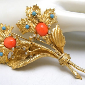 Vintage Faux Turquoise, Coral and Pearl 
