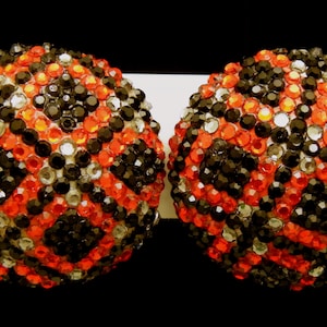 Richard Kerr Vintage Rhinestone Clip On Earrings: Red Black Tartan