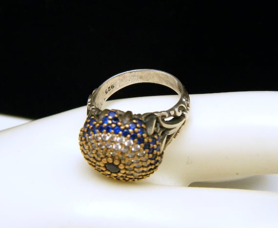 Vintage Sterling Silver Gold Vermeil Rhinestone Ring - Size  Size 6.5 Spinel 925 Gold vermeil over 925 Sterling Silver Ring main image 0