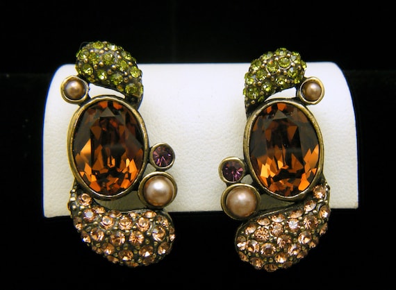 Boucles D'oreilles Vintage En Verre - à Clips/pinces - Anciennes Et Rares