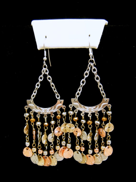 Light Weight Vintage Mixed Metal Dangle Earrings P