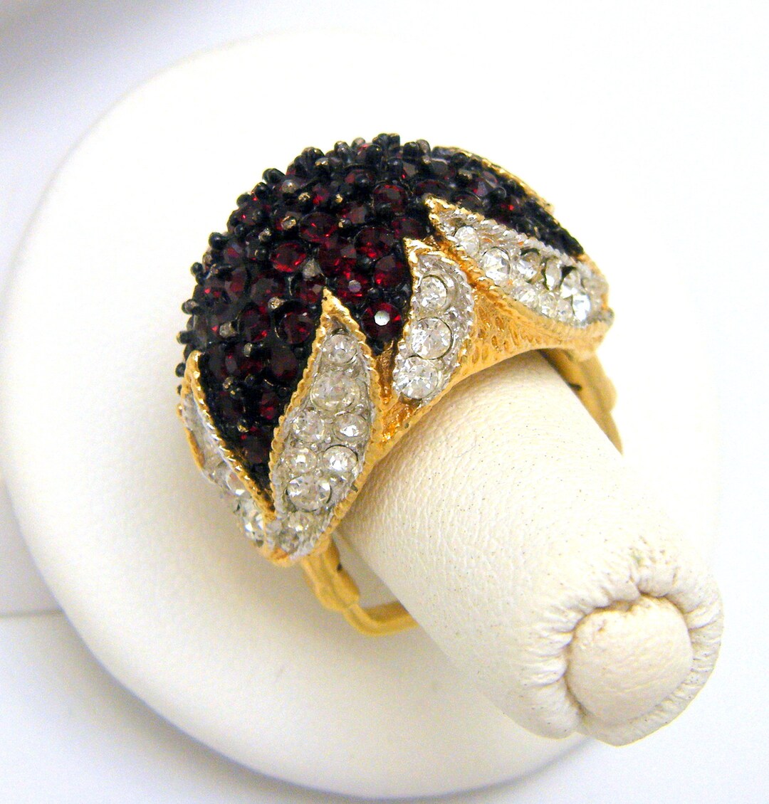 Phenomenal Vintage Vendome Red Clear Rhinestone Cocktail Ring - Etsy