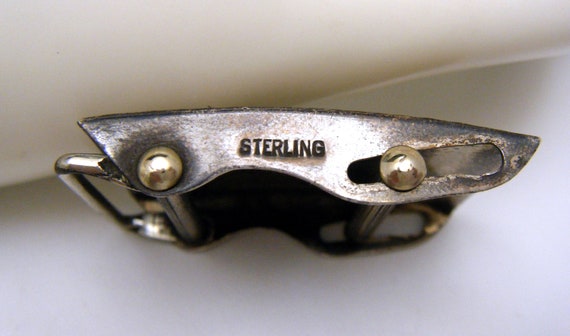 Antique Art Deco Sterling Chased Design Belt Buck… - image 3