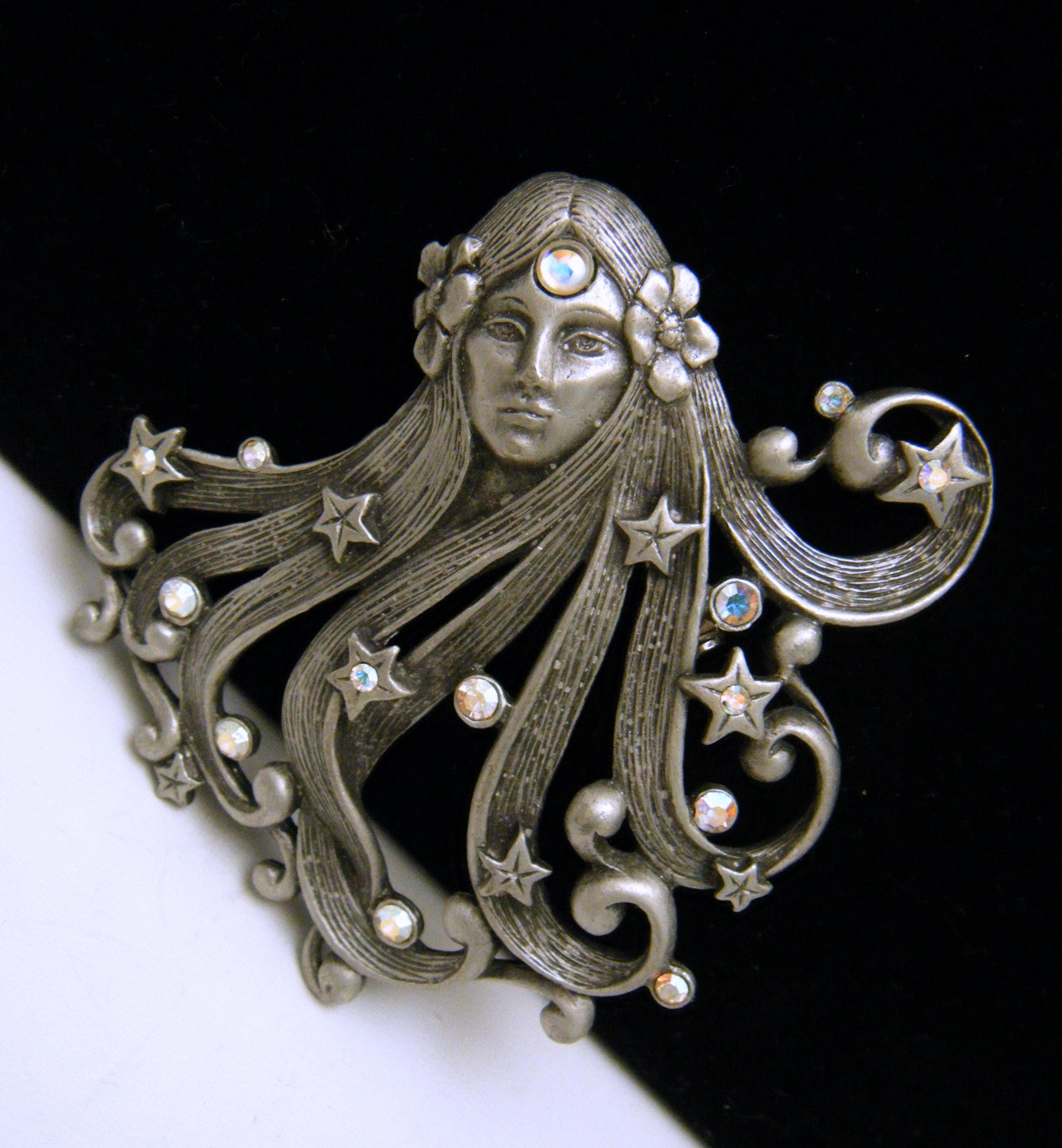 ヴィンテージ JJ ジョネット ジュエリー ブローチ ヌーボースタイル