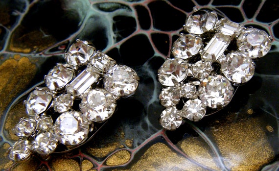 Vintage Weiss Dress Clip Pair Brilliant Cut Rhine… - image 2