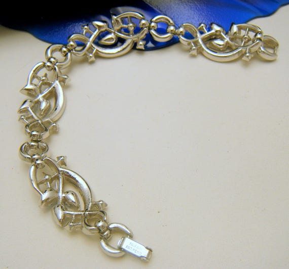 Vintage Crown Trifari Pat Pend Rhinestone Baguettes Bracelet Deco Revival